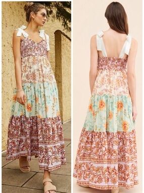 Free People Bluebell Cotton Tiered Maxi Dress SZ XS